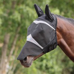 Shires Equestrian Products Fine Mesh Horse Fly Mask with Ears & Nose, Jet, Cob