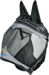 Shires Equestrian Products FlyGuard Pro Fine Mesh Horse Fly Mask with Ears & Open Forelock, Jet, Cob
