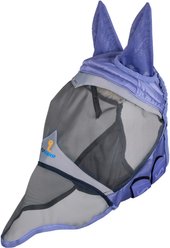 Shires Equestrian Products Fine Mesh Horse Fly Mask with Ears & Nose, Sky, Full