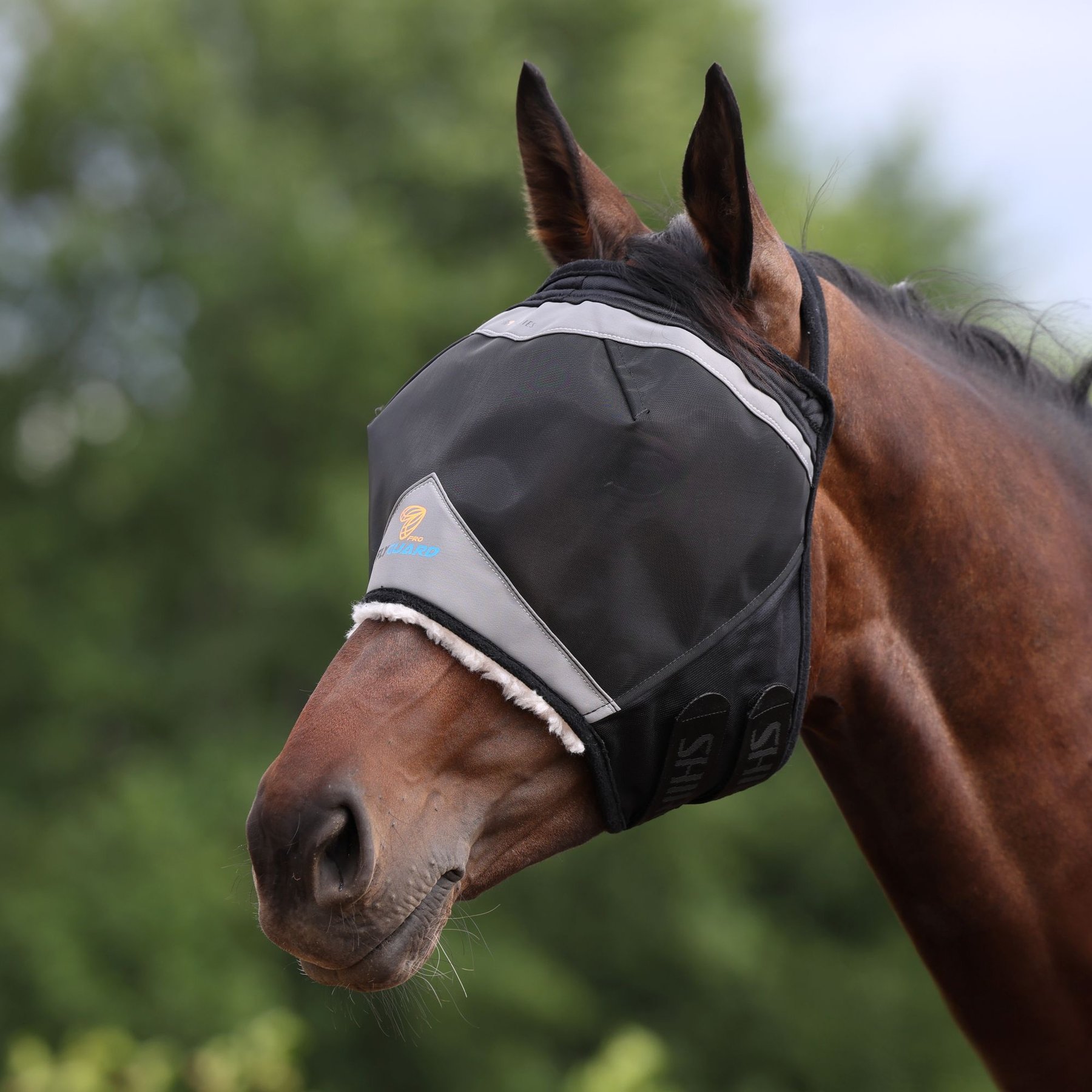 Shires Equestrian Products FlyGuard Pro Fine Mesh Earless Horse Fly Mask, Jet, Pony