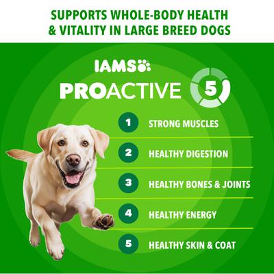 Show full view: Iams Proactive Health Large Breed Adult with Real Chicken Dry Dog Food, 44-lb bag slide 5 of 11