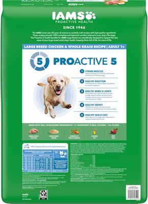 Show full view: Iams Proactive Health Large Breed Adult with Real Chicken Dry Dog Food, 40-lb bag slide 4 of 11
