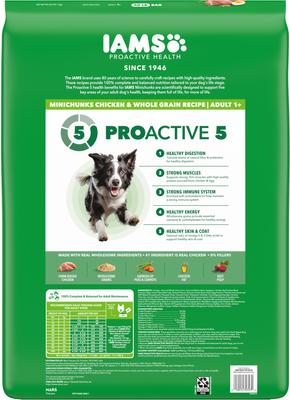 Show full view: Iams Proactive Health Minichunks with Real Chicken & Whole Grains Dry Dog Food, 40-lb bag slide 4 of 11