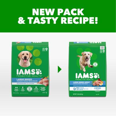 Show full view: Iams Proactive Health Large Breed Adult with Real Chicken Dry Dog Food, 15-lb bag slide 3 of 11