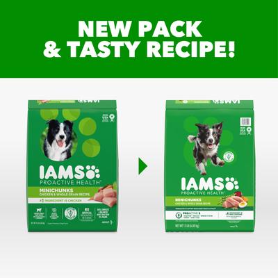 Show full view: Iams Proactive Health Minichunks with Real Chicken & Whole Grains Dry Dog Food, 15-lb bag slide 3 of 11