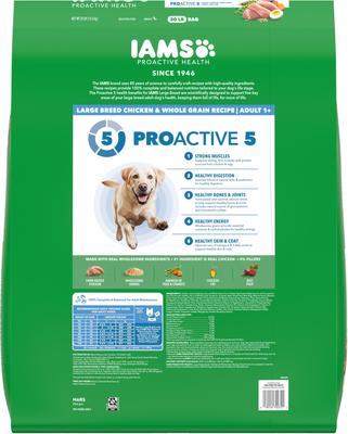 Show full view: Iams Proactive Health Large Breed Adult with Real Chicken Dry Dog Food, 30-lb bag slide 4 of 11
