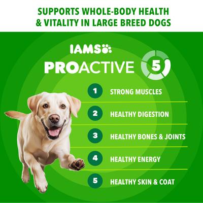 Show full view: Iams Proactive Health Large Breed Adult with Real Chicken Dry Dog Food, 30-lb bag slide 5 of 11