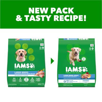 Show full view: Iams Proactive Health Large Breed Adult with Real Chicken Dry Dog Food, 30-lb bag slide 3 of 11