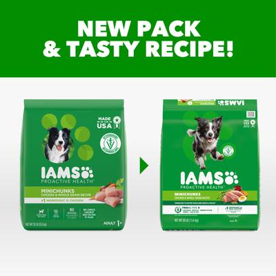 Show full view: Iams Proactive Health Minichunks with Real Chicken & Whole Grains Dry Dog Food, 30-lb bag slide 3 of 11