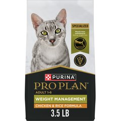 Purina Pro Plan Adult Weight Management Chicken & Rice Formula Dry Cat Food, 3.5-lb bag