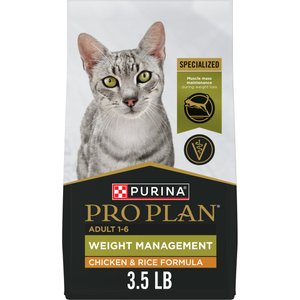 Purina Pro Plan Adult Weight Management Chicken & Rice Formula Dry Cat Food, 3.5-lb bag
