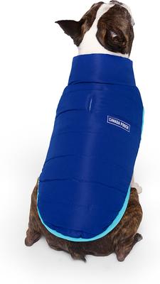 Show full view: Canada Pooch Reversible Solid Insulated Dog Puffer Vest, Blue/Teal, 10-in slide 3 of 5