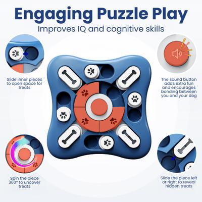 Show full view: PawsPik Interactive Treat Dispensing Puzzle Dog Toy, Blue & Orange slide 4 of 10