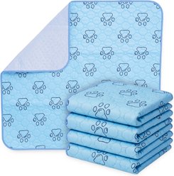 PetsWorld Washable Dog Potty Pads, Blue, 4 count, Unscented, 34 x 36-in