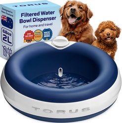 Torus Pet Filtered Dog & Cat Water Bowl, Blue, 68-oz