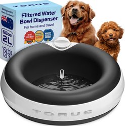 Torus Pet Filtered Dog & Cat Water Bowl, Charcoal, 68-oz