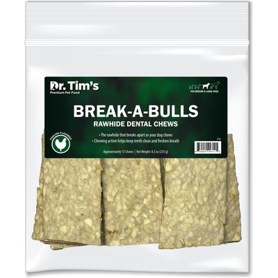 Dr. Tim's Dr. Tim's Break-A-Bulls Medium & Large Dog Rawhide Dental Chews, 15 count