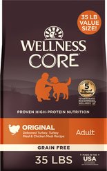 Wellness CORE Grain-Free Original Deboned Turkey, Turkey Meal & Chicken Meal Recipe Dry Dog Food, 35-lb bag