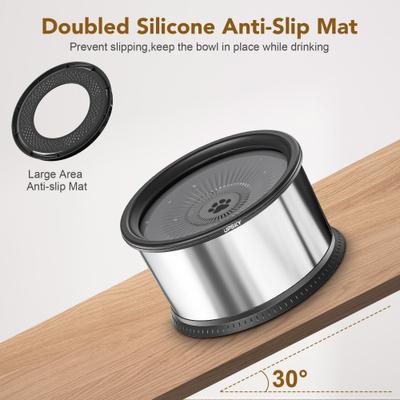 Show full view: UPSKY Non-skid Stainless Steel Slow Feeder Dog Water Bowl with Anti-Slip Mat, 1.6-gal, Black slide 6 of 8