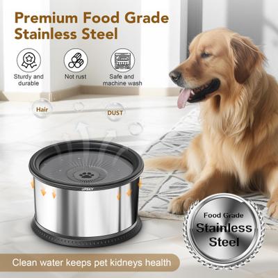 Show full view: UPSKY Non-skid Stainless Steel Slow Feeder Dog Water Bowl with Anti-Slip Mat, 1.6-gal, Black slide 5 of 8