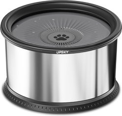 UPSKY Non-skid Stainless Steel Slow Feeder Dog Water Bowl with Anti-Slip Mat, 1.6-gal, Black