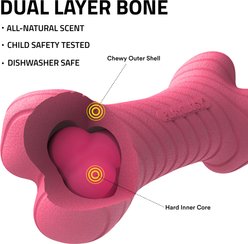 Playology Red Velvet Cake Scented Dual Layer Bone Dog Toy, Jumbo, 1 count slide 2 of 6