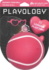 Playology Red Velvet Cake Scented Squeaky Dog Chew Ball, Jumbo