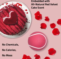 Playology Red Velvet Cake Scented Squeaky Dog Chew Ball, Medium slide 2 of 6