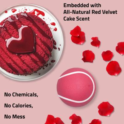 Show full view: Playology Red Velvet Cake Scented Squeaky Dog Chew Ball, Medium slide 3 of 6