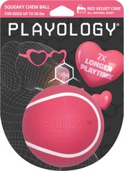 Playology Red Velvet Cake Scented Squeaky Dog Chew Ball, Medium