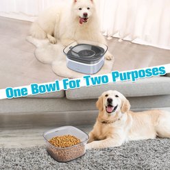 UPSKY Spill Proof, No Splash Non-Skid Plastic Slow Feeder Dog & Cat Water Bowl, 2-L, Grey slide 2 of 7
