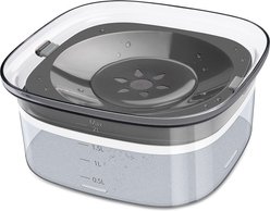 UPSKY Spill Proof, No Splash Non-Skid Plastic Slow Feeder Dog & Cat Water Bowl, 2-L, Grey