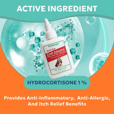 Show full view: Forticept Anti-Itch Ear Infection Treatment Drops for Dogs & Cats, 2-fl oz bottle slide 4 of 11