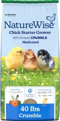 Nutrena NatureWise Chick Starter Grower Medicated 18% Protein Crumbles Poultry Feed, 40-lb bag