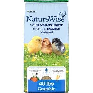 Nutrena NatureWise Chick Starter Grower Medicated 18% Protein Crumbles Poultry Feed, 40-lb bag