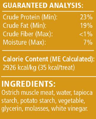 Show full view: Ernie Els Pet Products Ernie's Ostrich Grain-Free Jerky Dog Treats, 4-oz pouch slide 4 of 6