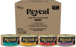 Reveal Natural Tuna Variety Pack Grain-Free Selection in Broth Canned Wet Cat Food Topping, 2.47-oz, case of 12