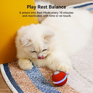 Cheerble Ball M3 Automatic Running & Bouncing Cat Ball Toy with Synthetic Fiber Shell, Vintage Red