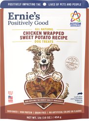 Ernie Els Pet Products Ernie's Chicken Wrapped Sweet Potato Recipe Grain-Free Jerky Dog Treats, 16-oz pouch