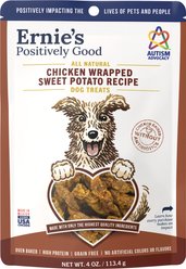 Ernie Els Pet Products Ernie's Chicken Wrapped Sweet Potato Recipe Grain-Free Jerky Dog Treats, 4-oz pouch