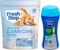 Fresh Step Fresh Scent Cat Litter Deodorizing Crystals, 15-oz bottle & Fresh Steps Fresh Scented Non-Clumping Crystal Cat Litter, 8-lb bag