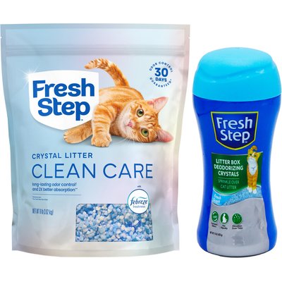Fresh Step Products Fresh Step Fresh Scent Cat Litter Deodorizing Crystals, 15-oz bottle & Fresh Steps Fresh Scented Non-Clumping Crystal Cat Litter, 8-lb bag