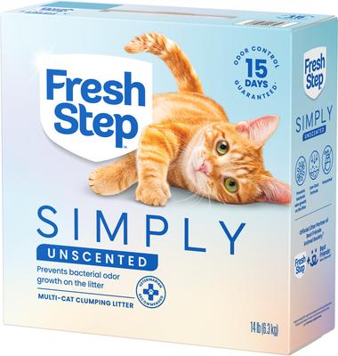 Show full view: Fresh Step Simply Unscented Clumping Clay Cat Litter, 14-lb box slide 9 of 13