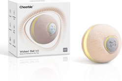 Cheerble Ball M3 Automatic Running & Bouncing Cat Ball Toy with Synthetic Fiber Shell, Apricot Beige