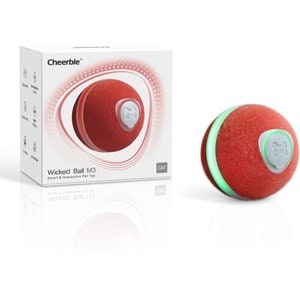 Cheerble Ball M3 Automatic Running & Bouncing Cat Ball Toy with Synthetic Fiber Shell, Vintage Red