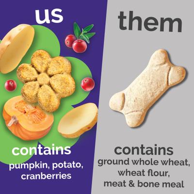 Show full view: Fruitables Pumpkin & Cranberry Flavor Crunchy Dog Treats, 7-oz bag slide 6 of 13