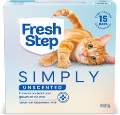 Fresh Step Simply Unscented Clumping Clay Cat Litter, 14-lb box