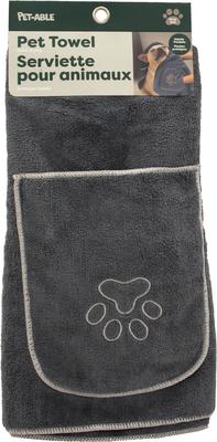 Show full view: Pet-Able Flufftastic Dog Towel with Hand Pockets, Grey slide 2 of 6