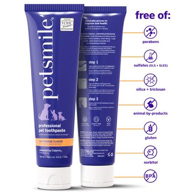 Show full view: Petsmile Professional Say Cheese Flavor Dog & Cat Toothpaste, 4.2-oz tube slide 3 of 7