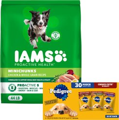Iams Proactive Health MiniChunks Small Kibble Chicken & Whole Grain Dry Food + Pedigree Choice Cuts in Gravy Variety Pack Wet Dog Food